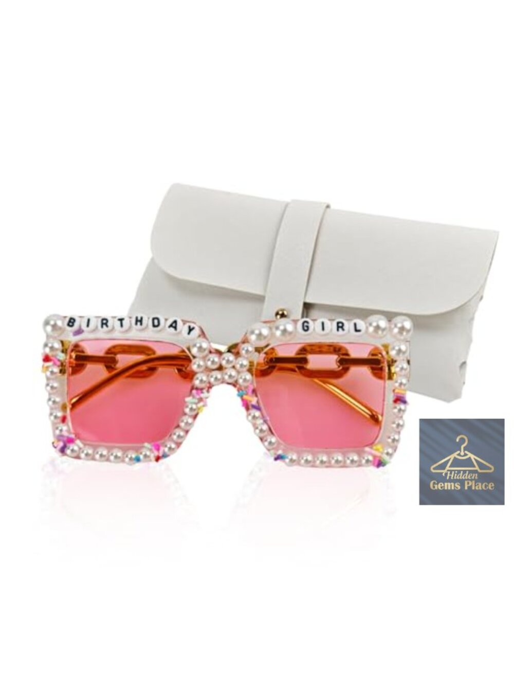 Oversized Birthday Sunglasses for Women Party Photo Prop with Case